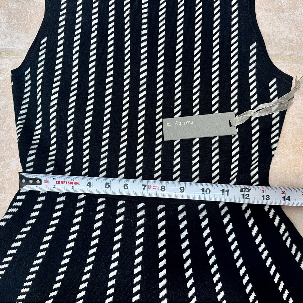 Matty M Black White Midi Dress Knit Stretch Midi Sleeveless Party Coquette girl - Picture 4 of 12